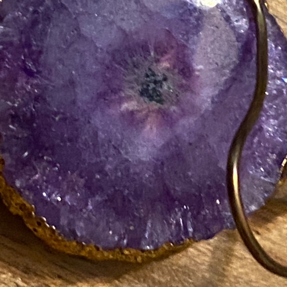 Gold foiled purple agate earrings - Picture 5 of 9
